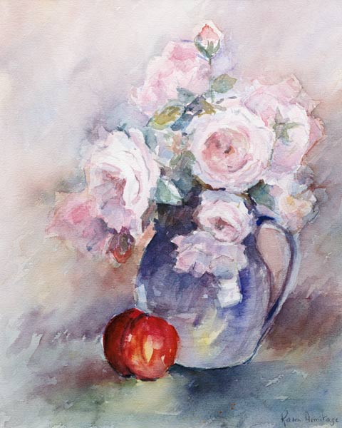 Pink Roses in a Blue Jug, 1994 (w/c)  a Karen  Armitage