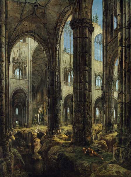Gothic Church ruin l a Karl Eduard Ferdinand Blechen