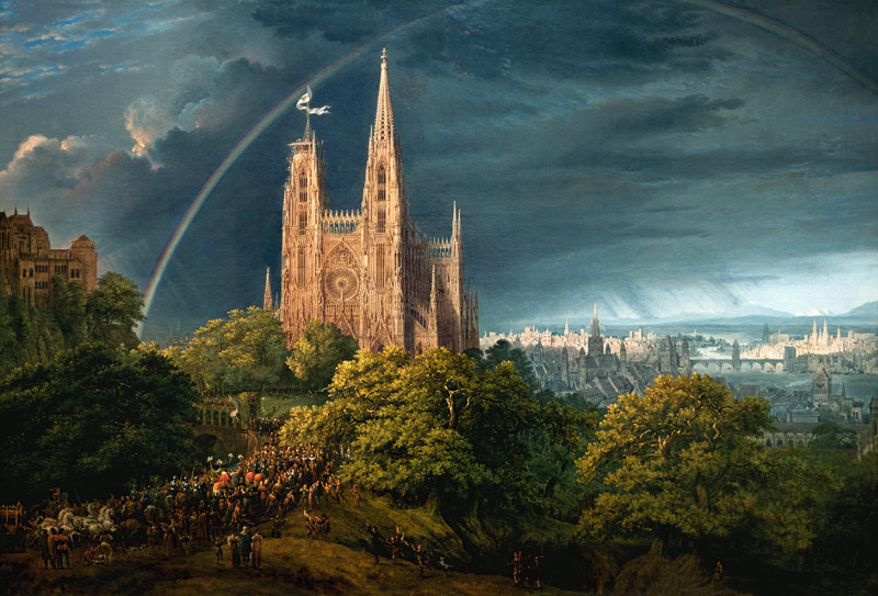 Cathedral (town at the river) a Karl Friedrich Schinkel