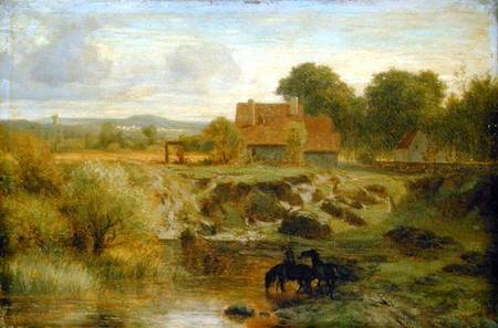 Horses Crossing a River in the Ile de France a Karl Peter Burnitz