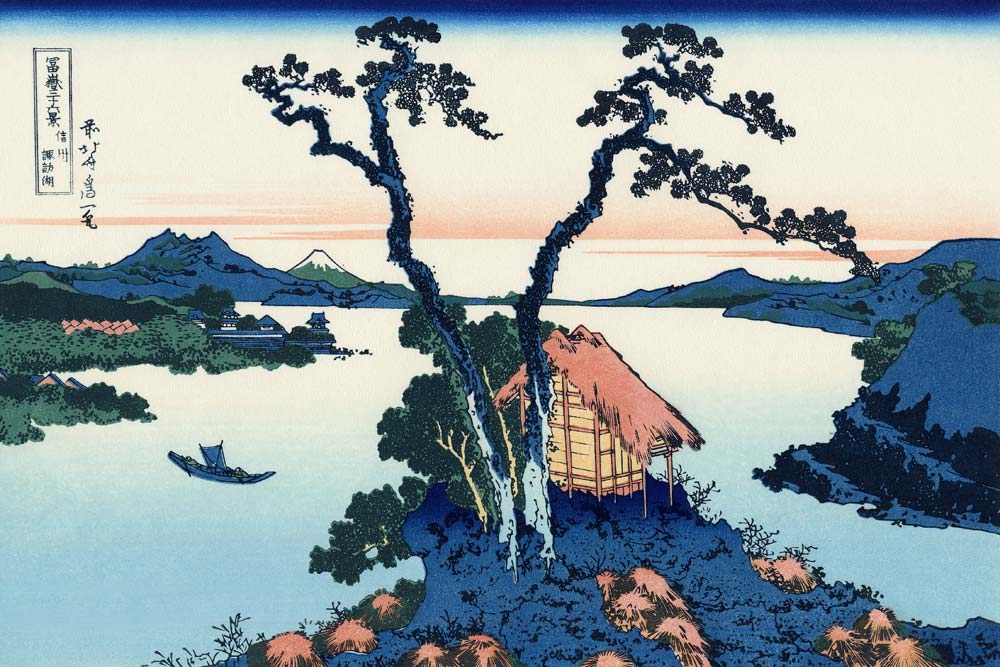 Lake Suwa in the Shinano province (from a Series "36 Views of Mount Fuji") a Katsushika Hokusai
