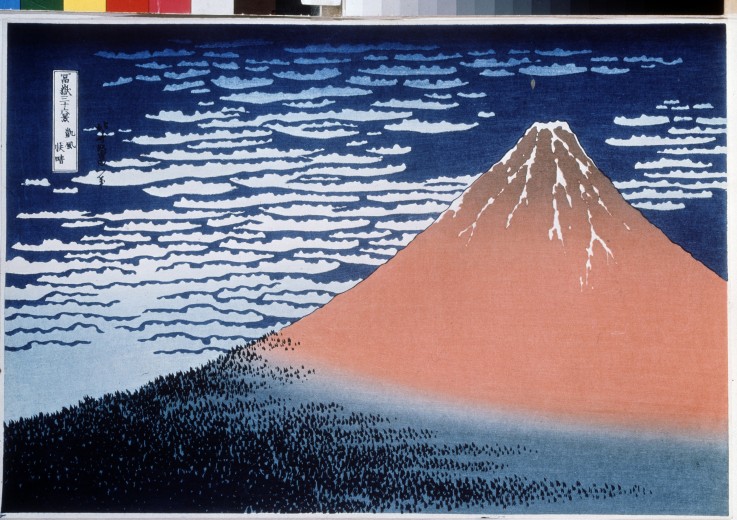 Red Fuji (from a Series "36 Views of Mount Fuji") a Katsushika Hokusai