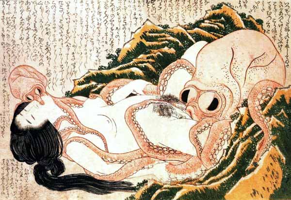 Il sogno della moglie del pescatore a Katsushika Hokusai