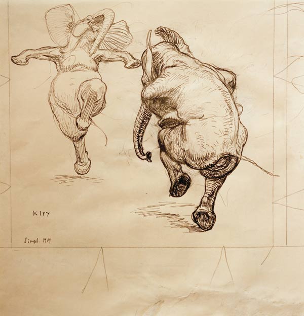 Zwei tanzende Elefanten a Heinrich Kley