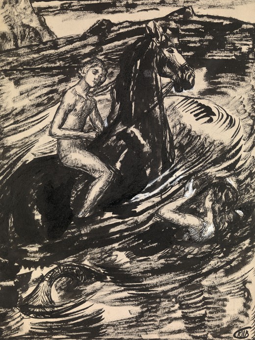 Illustration for "The Princess of the Tide" by Mikhail Lermontov a Kosjma Ssergej. Petroff-Wodkin
