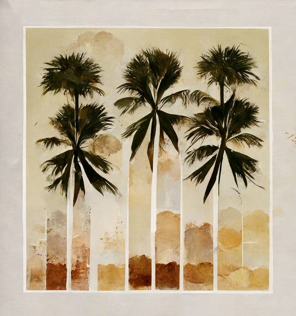 Drei Palmen a Kunskopie Kunstkopie