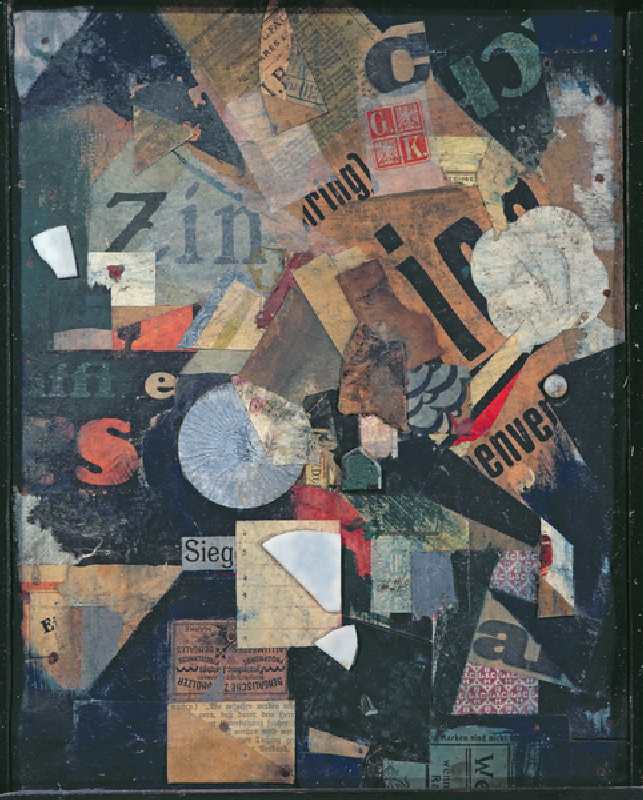 Victory (oil & collage on newspaper) a Kurt Schwitters