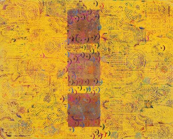 Untitled, 1999 (acrylic & gold leaf on paper)  a Laila  Shawa