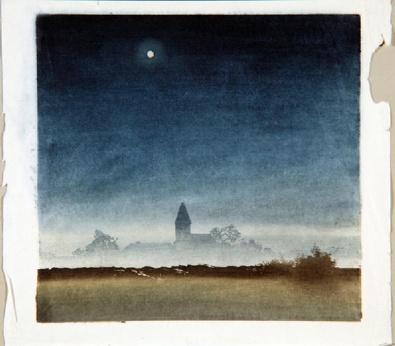 Moonlit Landscape, c.1920 (woodblock) a Leo Frank