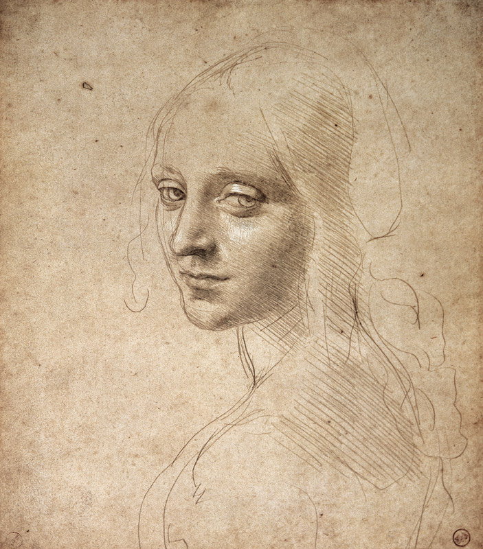 Head of a woman a Leonardo da Vinci
