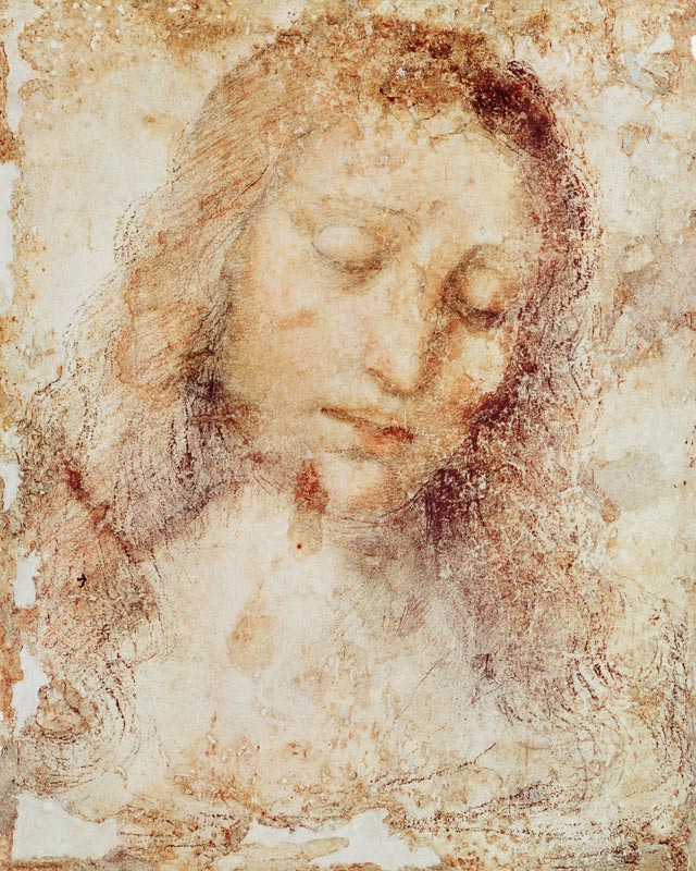 Head of Christ (pencil and wash) a Leonardo da Vinci
