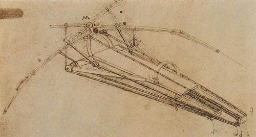 Progetto di una macchina volante - Leonardo da Vinci come stampa d\'arte o  dipinto.
