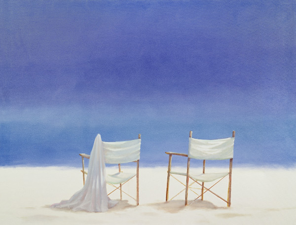 Chairs on the beach, 1995 (acrylic on canvas)  a Lincoln  Seligman