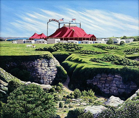 Big Top and Quarry on Portland, 2007 (oil on canvas)  a Liz  Wright