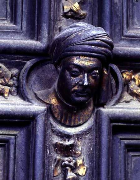 Self Portrait, fifth head from the top on the left door of the North Doors of the Baptistery of San a Lorenzo  Ghiberti
