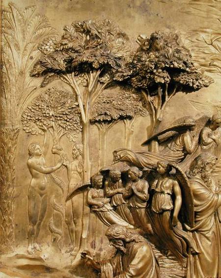 The Story of Adam, detail of The Temptation of Adam and Eve, from one of the original panels from th a Lorenzo  Ghiberti