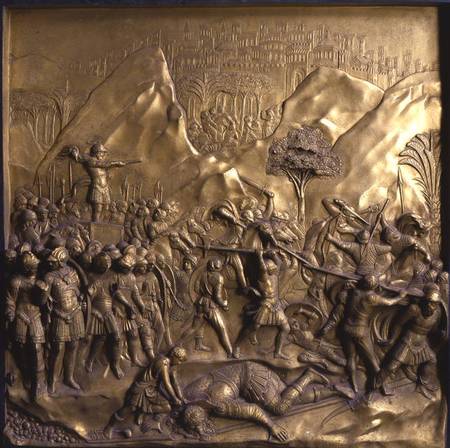 The Story of David and Goliath, one of ten relief panels from the Gates of Paradise (East doors) a Lorenzo  Ghiberti