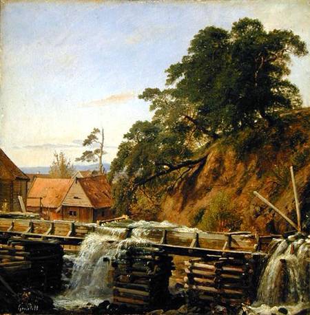A Watermill in Christiania a Louis Gurlitt