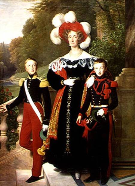 Marie Amelie of Bourbon-Sicile (1782-1866) and her sons, Henri of Orleans (1822-97) Duke of Aumale a a Louis Hersent