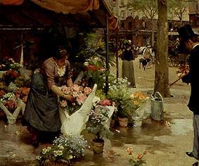 On the flower market. a Louis Marie de Schryver