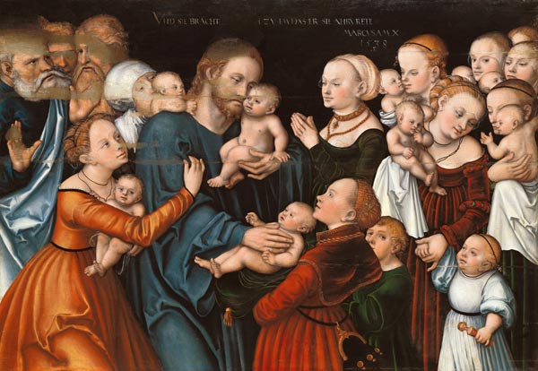 Suffer the Little Children to Come Unto Me a Lucas Cranach il Vecchio