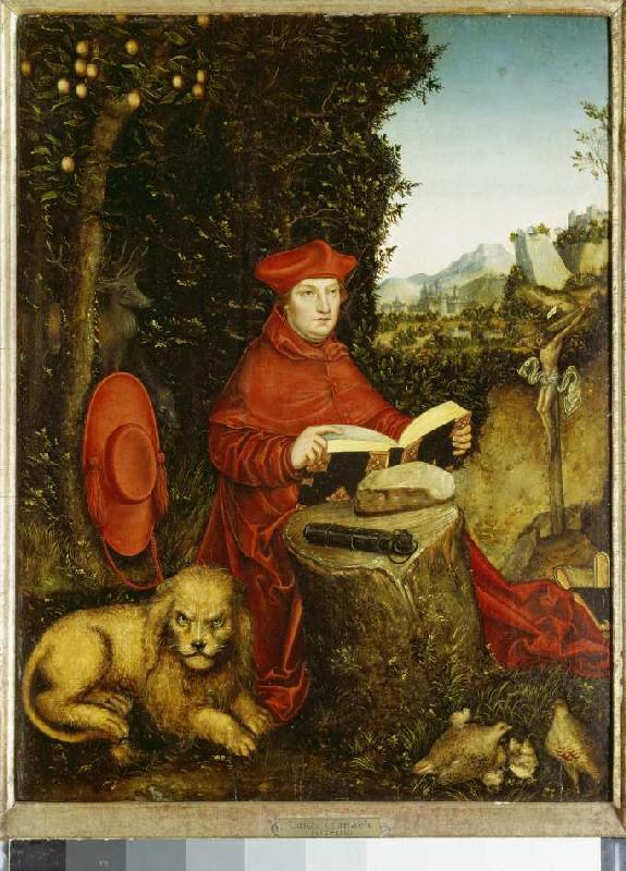 Reading, the St. Hieronymus, in the landscape. a Lucas Cranach il Vecchio
