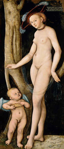 Venus and Cupido with a honeycomb a Lucas Cranach il Vecchio