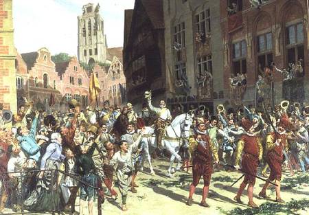 The Triumphal Arrival in Rotterdam of Prince Maurice of Orange-Nassau after the Battle of Nieuwpoort a Lucien Alphonse Gros