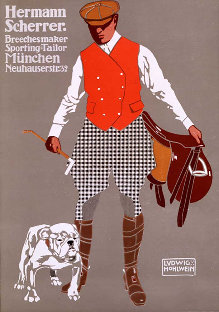Advertisement for  Hermann Scherrer, Sporting Tailor, 1927 a Ludwig Hohlwein