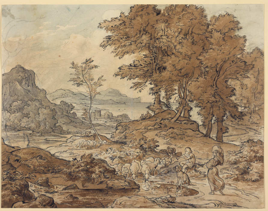 Italienische Landschaft mit Schafherden a Ludwig Richter