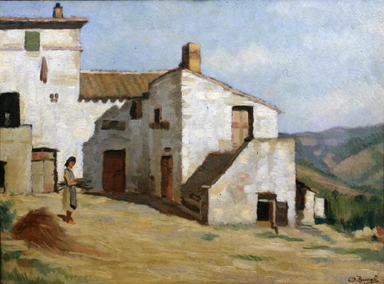 Peasant woman on the farm (oil on canvas) a Luigi Zuccoli