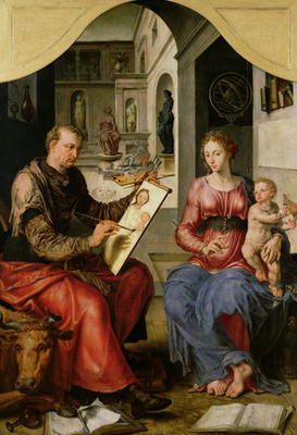St. Luke Painting the Virgin, c.1545 (oil on canvas) a Maerten van Heemskerck