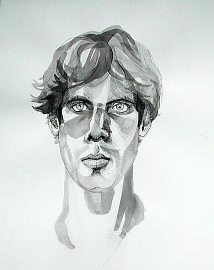 Self-Portrait, 2000 (pen, ink & watercolour)  a Marcus  Morrell