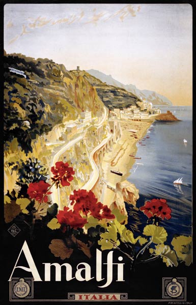 Amalfi Coast Travel Poster a Mario Borgoni