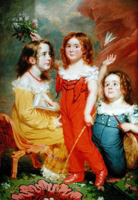 Three Children in an Interior a Martin Archer Shee