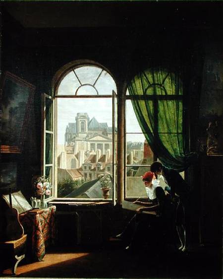 View of Saint-Eustache Church from a House on Rue Platriere or, The Artist's Interior a Martin Drolling