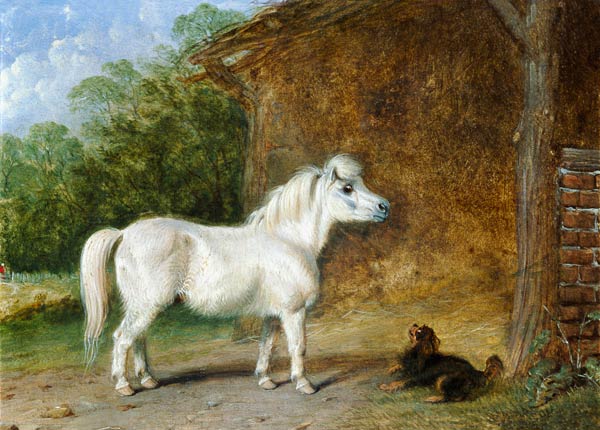 A Shetland pony and a King Charles spaniel (board) a Martin Theodore Ward
