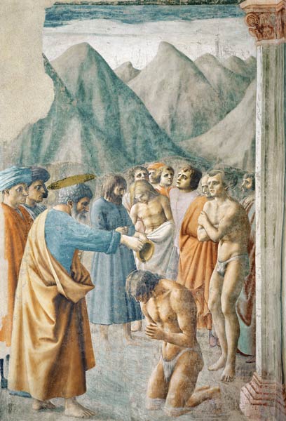 St. Peter Baptising the Neophytes a Masaccio