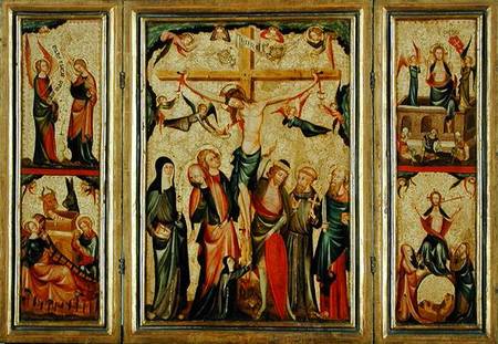 Triptych depicting the Crucifixion of Christ a Maestro di Cologne