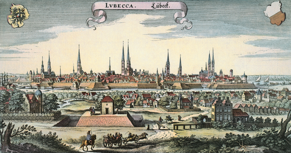 View of the City of L??beck a Matthäus Merian il Vecchio