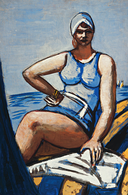 Quappi in blue in a boat (Quappi in Blau im Boot). 1926/1950 a Max Beckmann