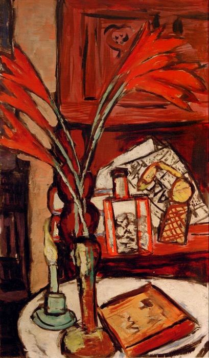 Still life with green candle a Max Beckmann
