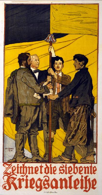 Austrian Fund Raising Campaign "Zeichnet die siebente Kriegsanleihe" pub. 1917 (colour lithograph) a Maximilian Lenz