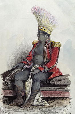 King Temoana on the island of Nuka-Hiva dressed in the uniform of a French colonel, c.1841-48 ( pen, a Maximilien Radiguet