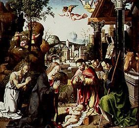 Adoration of the shepherds, proclamation to the shepherds and procession of the St. three kings a Meister der hl.Lucia von Prato