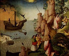 Shipwrecked persons thank God for her rescue after the destruction of the ship by fiendish powers a Meister (Flämischer)