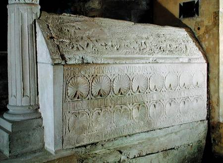The cenotaph of Abbess Theodechilde in the funerary crypt a Merovingian