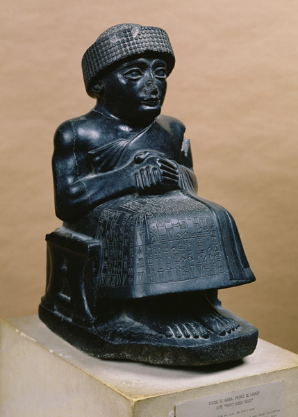 Gudea, Prince of Lagash, statue dedicated to Ningizzada, Neo-Sumerian, from Telloh, ancient Girsu a Mesopotamian