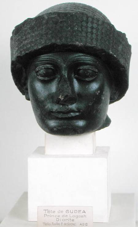 Head of Gudea, Prince of Lagesh, from Telloh (ancient Girsu) Neo-Sumerian a Mesopotamian
