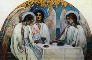 The St. Trinity in the form of the three angels a Michail Wassiljew. Nesterow